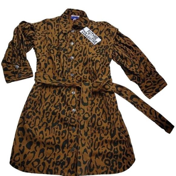 Future Collective Leopard Denim Utility Jacket 0 New - Picture 3 of 11